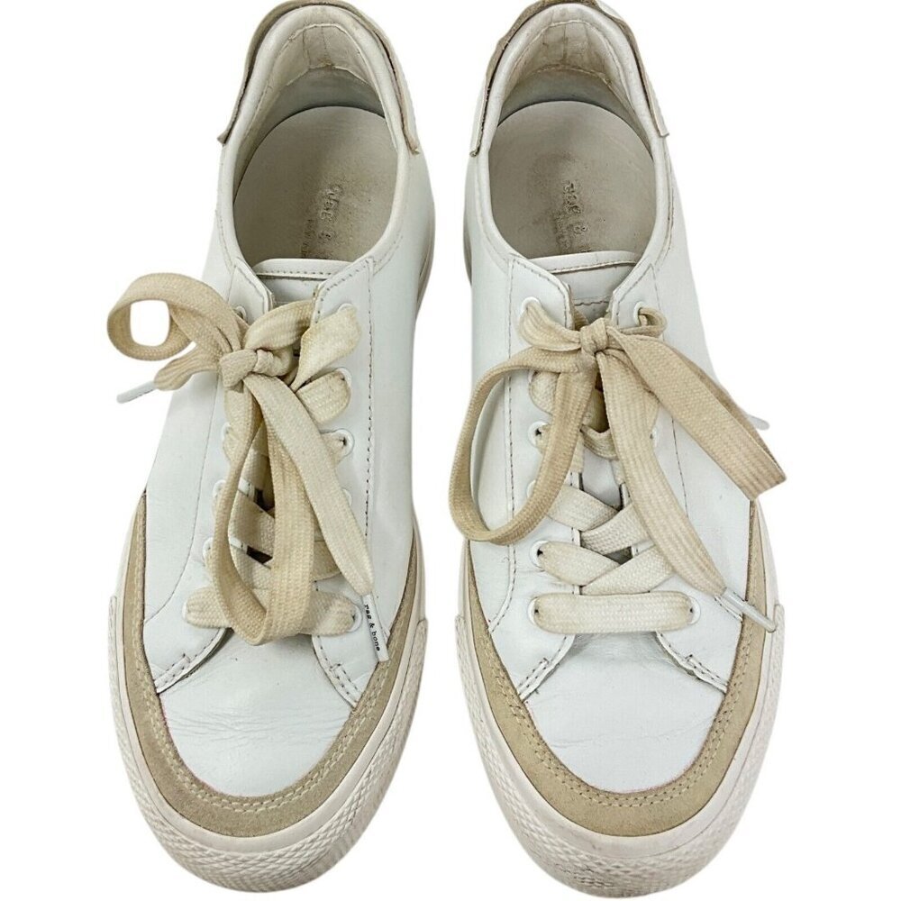 rag & bone Army Low Sneakers White EUR Size 38 US 8 Casual Lace Up Leather - Picture 4 of 12